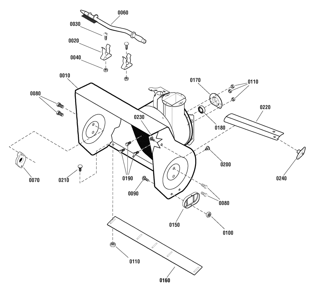 Auger Housing Group Diagram and Parts List for 1695943 2010 Briggs and Stratton Snow Blower